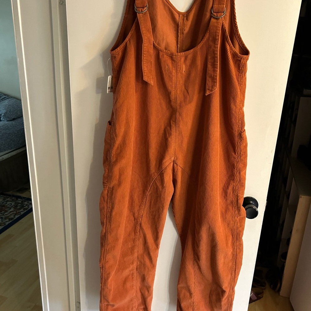 Free People Orange Corduroy High Roller Jumpsuit - Picture 6 of 7